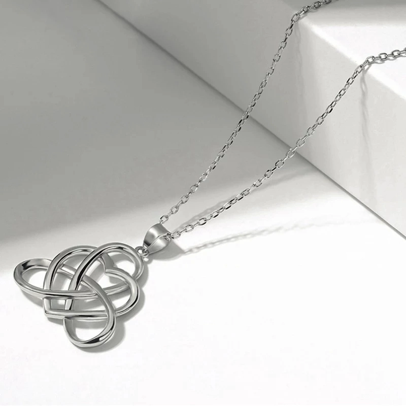 COLLAR TODOJOYAS ENCHAPADO EN PLATA CORAZON NUDO CELTA PLATEADO - 4