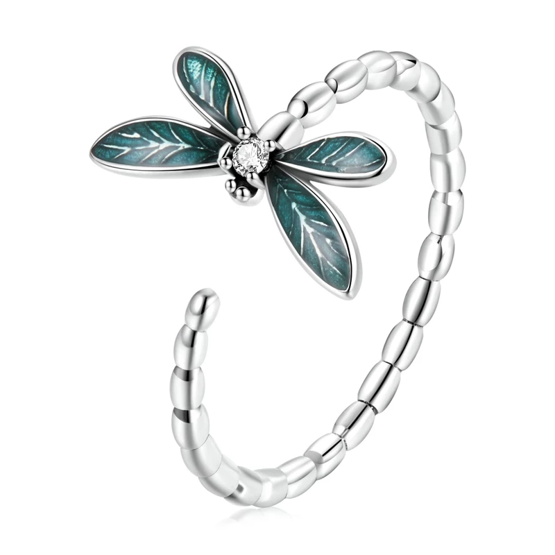 ANILLO TODOJOYAS LIBELULA VERDE PLATA 925 - 1