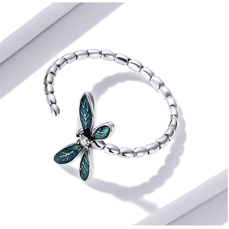 ANILLO TODOJOYAS LIBELULA VERDE PLATA 925 - 3