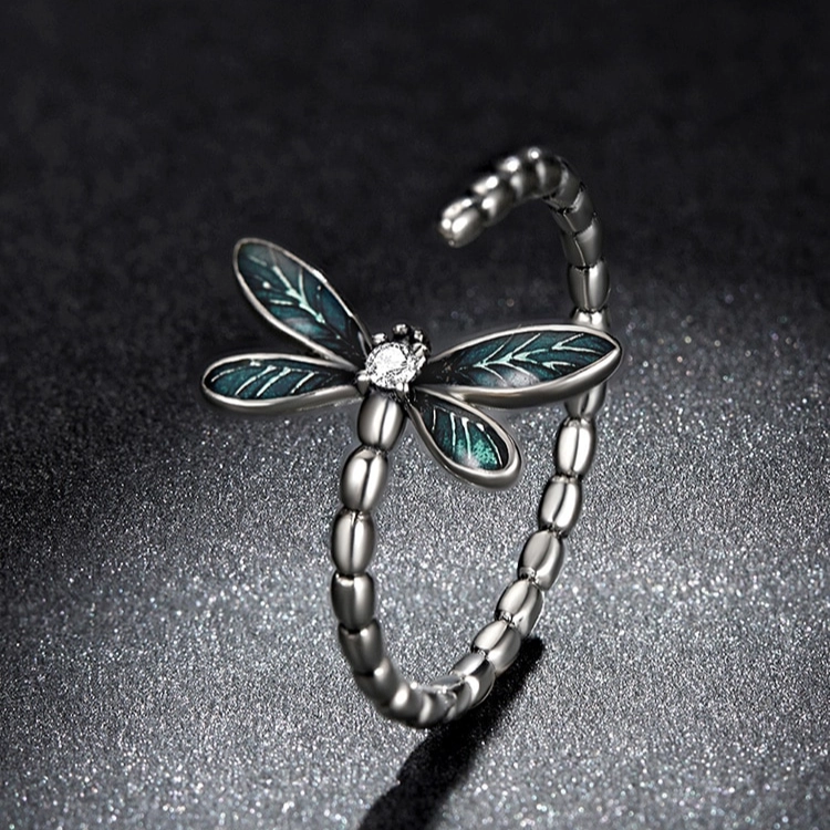ANILLO TODOJOYAS LIBELULA VERDE PLATA 925 - 5