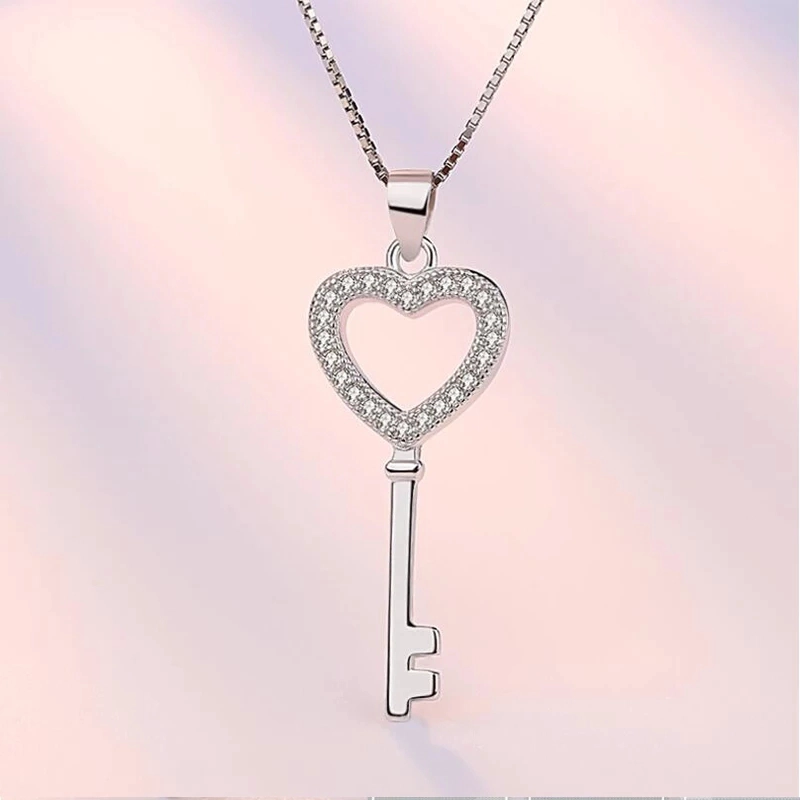 COLLAR TODOJOYAS ENCHAPADO EN PLATA LLAVE CORAZON CIRCONES PLATEADO - 5