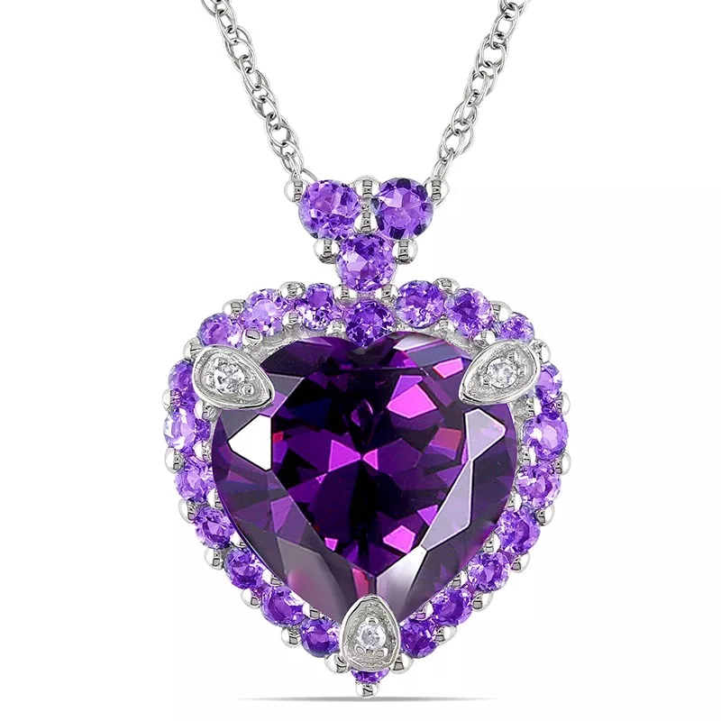 COLLAR TODOJOYAS ENCHAPADO EN PLATA CORAZON CRISTAL MORADO - 1