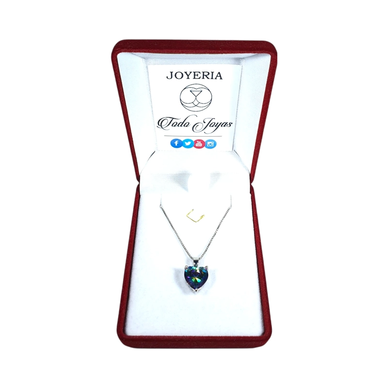 COLLAR TODOJOYAS ENCHAPADO EN PLATA MINI CORAZON CRISTAL TORNASOL - 2