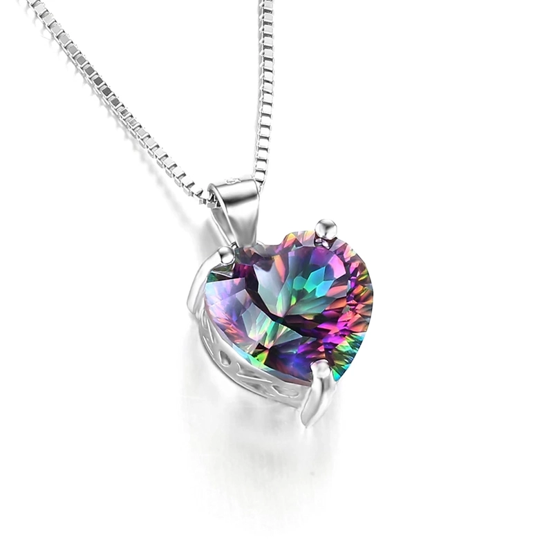 COLLAR TODOJOYAS ENCHAPADO EN PLATA MINI CORAZON CRISTAL TORNASOL - 3
