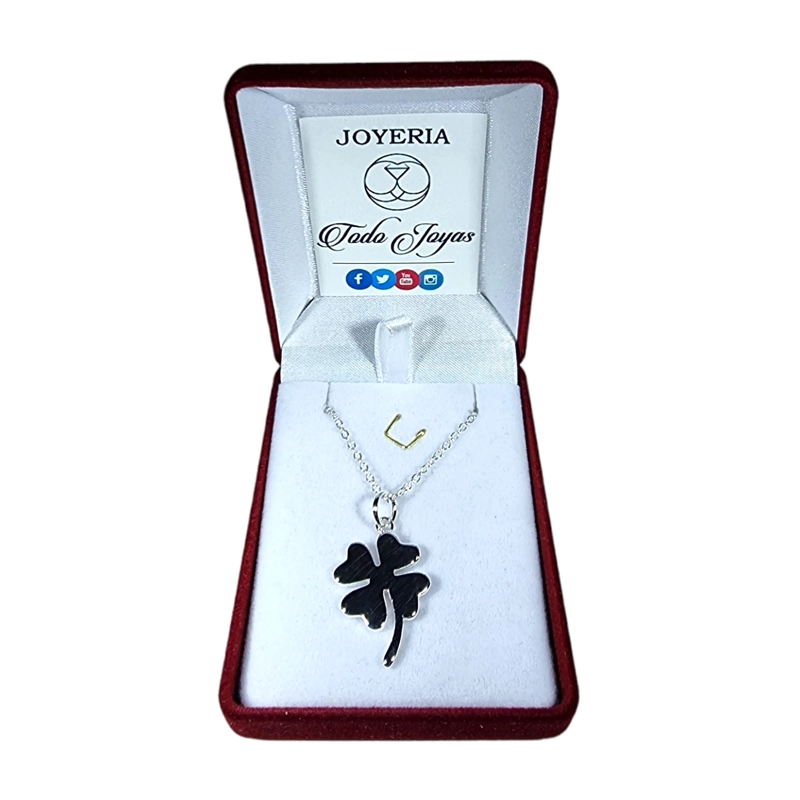 COLLAR TODOJOYAS ENCHAPADO EN PLATA TREBOL DE LA SUERTE PLATEADO - 2