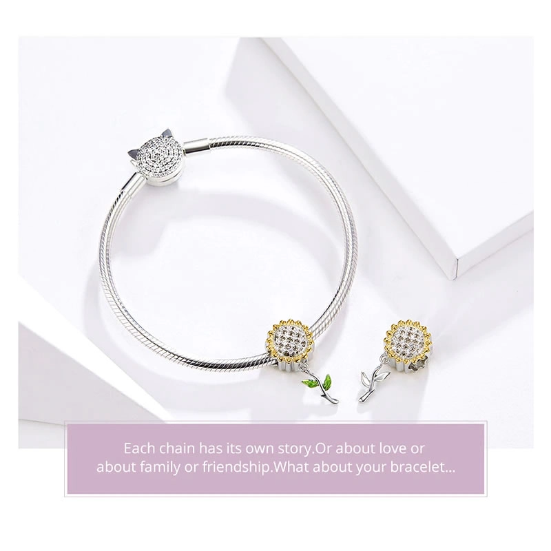 CHARM DIJE PLATA 925 FLOR GIRASOL - 4