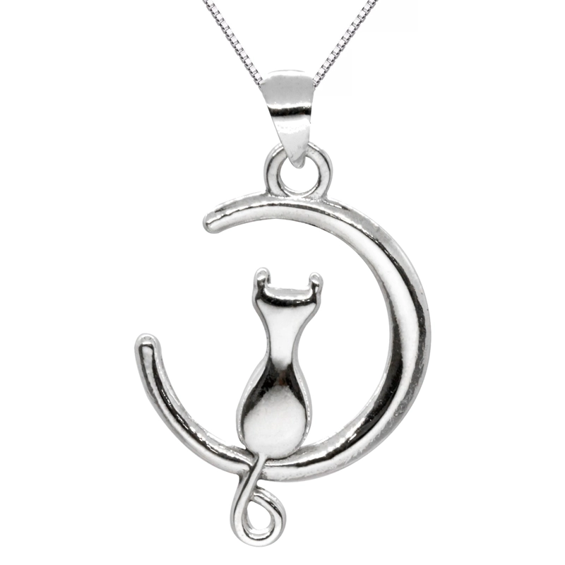 COLLAR TODOJOYAS PLATA 925 GATO EN LUNA - 1