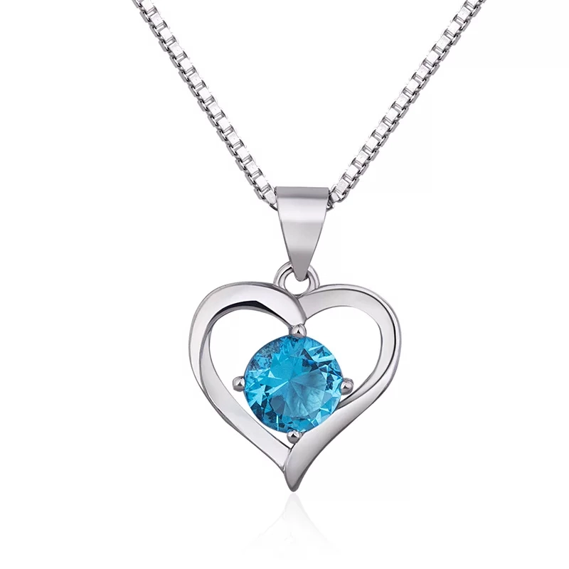 COLLAR TODOJOYAS ENCHAPADO EN PLATA CORAZON ELEGANTE AZUL - 1