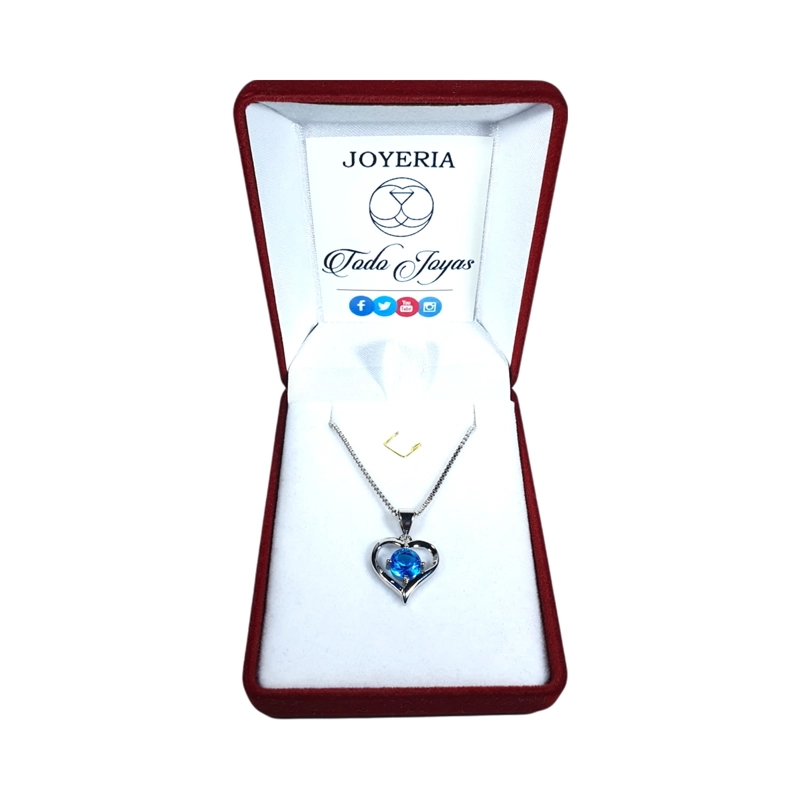 COLLAR TODOJOYAS ENCHAPADO EN PLATA CORAZON ELEGANTE AZUL - 2