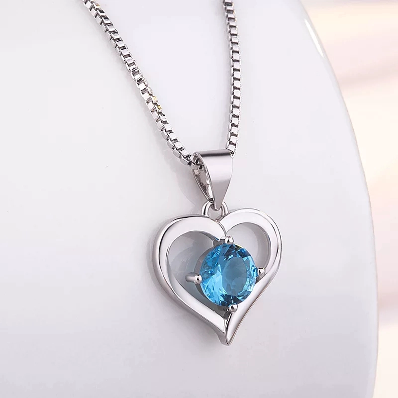 COLLAR TODOJOYAS ENCHAPADO EN PLATA CORAZON ELEGANTE AZUL - 4