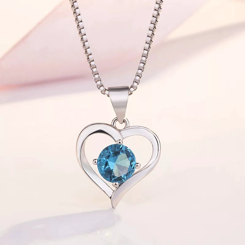 COLLAR TODOJOYAS ENCHAPADO EN PLATA CORAZON ELEGANTE AZUL - 5