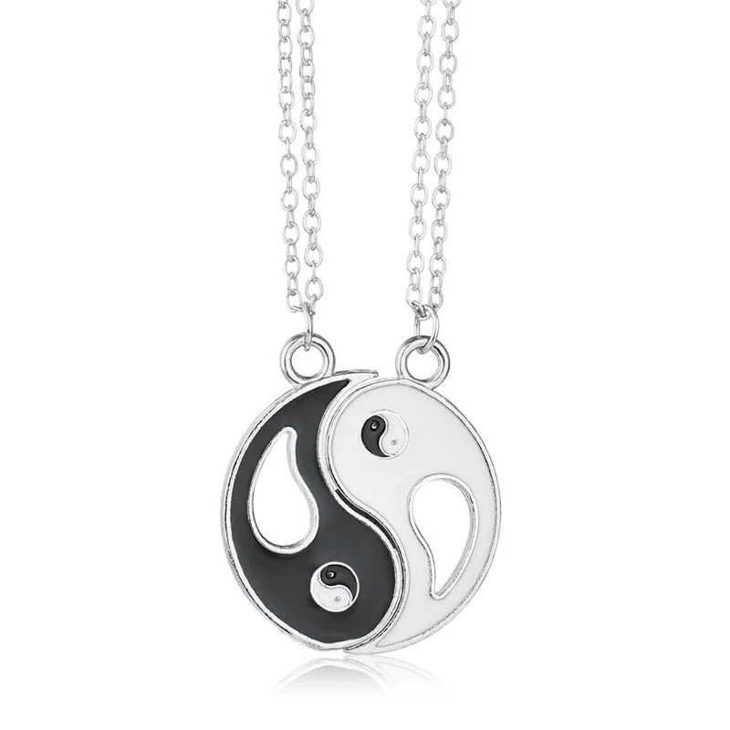 COLLAR TODOJOYAS ENCHAPADO EN PLATA YIN YANG PAREJA NEGRO BLANCO - 1