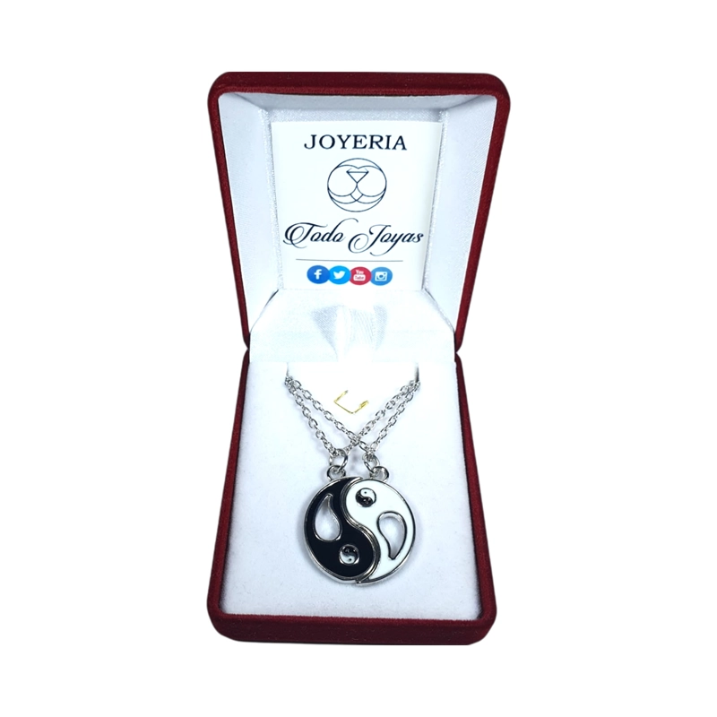 COLLAR TODOJOYAS ENCHAPADO EN PLATA YIN YANG PAREJA NEGRO BLANCO - 2