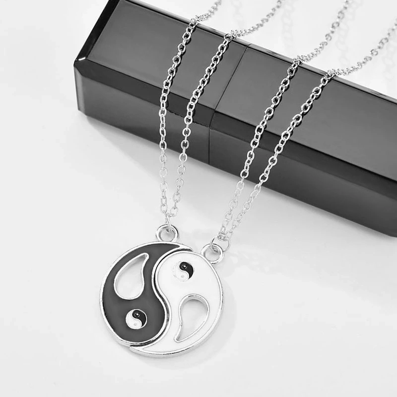 COLLAR TODOJOYAS ENCHAPADO EN PLATA YIN YANG PAREJA NEGRO BLANCO - 3