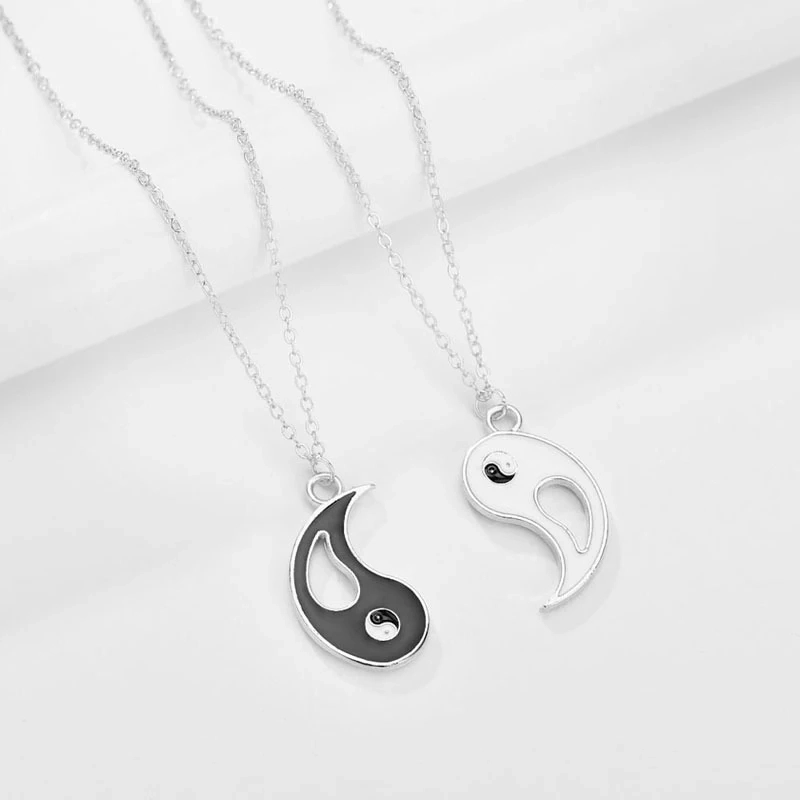 COLLAR TODOJOYAS ENCHAPADO EN PLATA YIN YANG PAREJA NEGRO BLANCO - 4