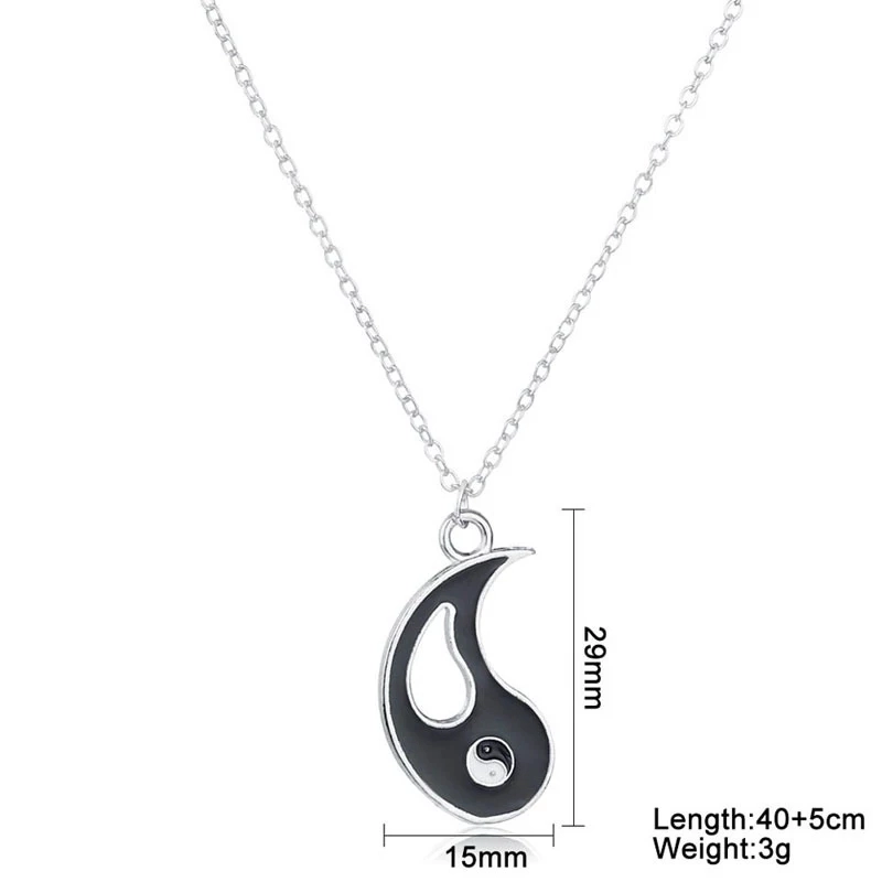 COLLAR TODOJOYAS ENCHAPADO EN PLATA YIN YANG PAREJA NEGRO BLANCO - 5