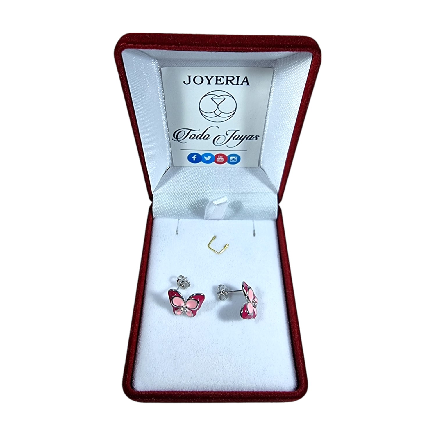 AROS TODOJOYAS PLATA 925 MARIPOSA ROSADA - 2