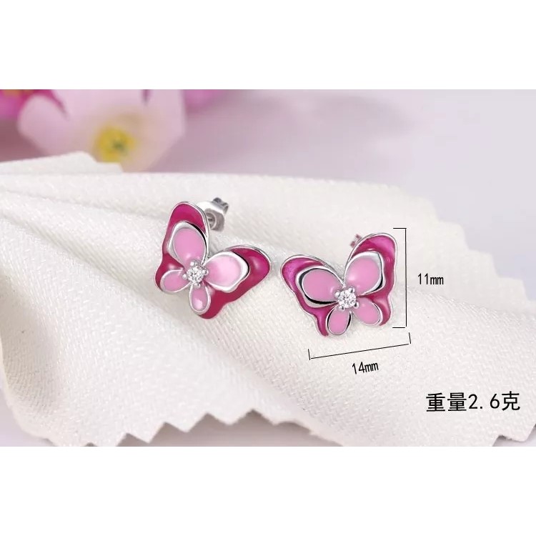 AROS TODOJOYAS PLATA 925 MARIPOSA ROSADA - 3