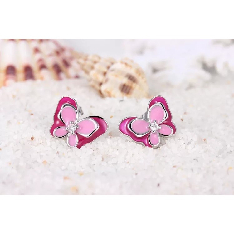 AROS TODOJOYAS PLATA 925 MARIPOSA ROSADA - 5