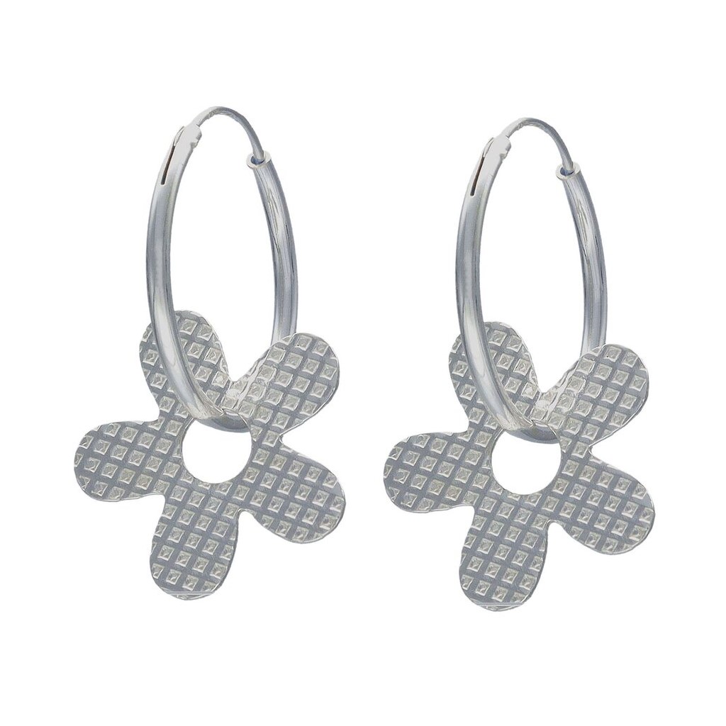 AROS TODOJOYAS PLATA 925 ARGOLLA FLOR FACETADA - 1