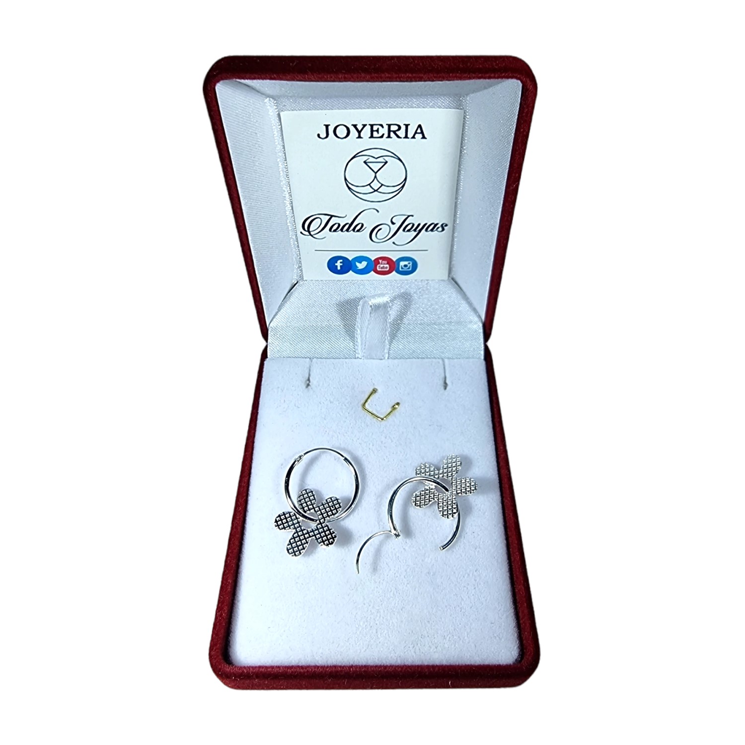 AROS TODOJOYAS PLATA 925 ARGOLLA FLOR FACETADA - 2