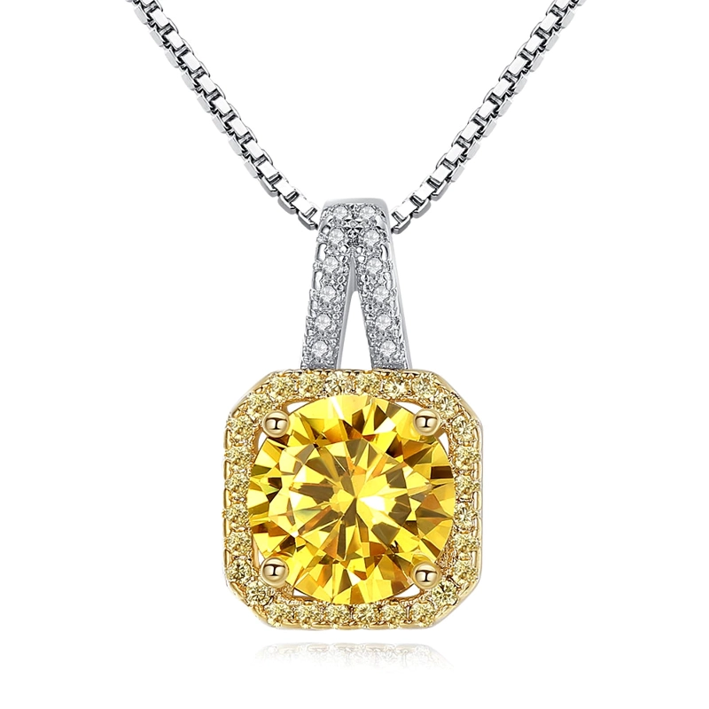 COLLAR TODOJOYAS ENCHAPADO EN PLATA CRISTAL AMARILLO CIRCONES - 1