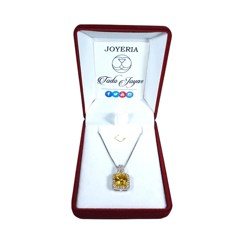 COLLAR TODOJOYAS ENCHAPADO EN PLATA CRISTAL AMARILLO CIRCONES - 2
