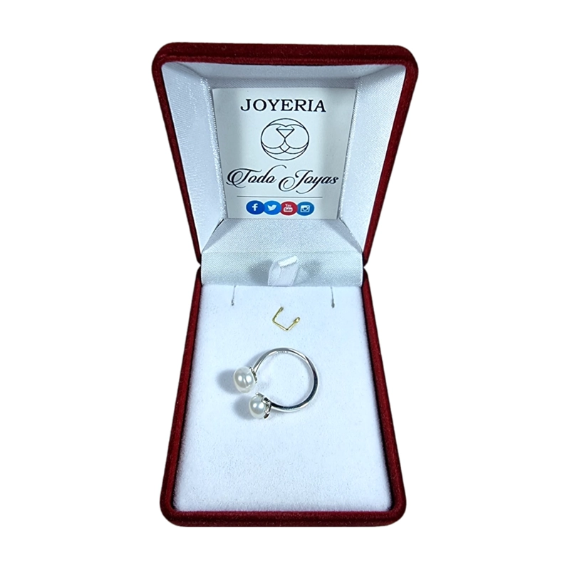 ANILLO TODOJOYAS DOBLE PERLA PLATA 925 - 2