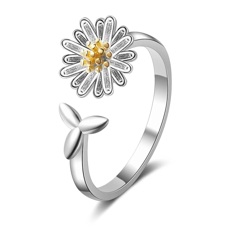 ANILLO TODOJOYAS FLOR MARGARITA AJUSTABLE PLATEADO PLATA - 1