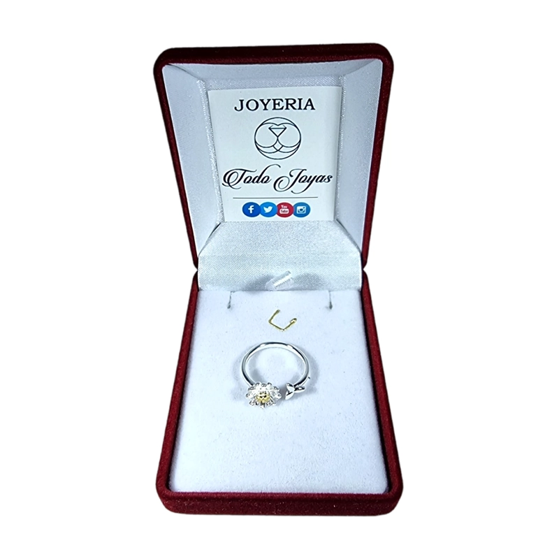 ANILLO TODOJOYAS FLOR MARGARITA AJUSTABLE PLATEADO PLATA - 2