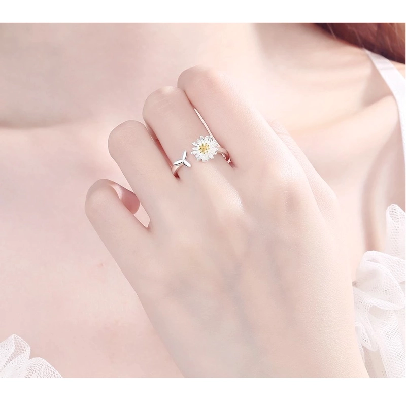 ANILLO TODOJOYAS FLOR MARGARITA AJUSTABLE PLATEADO PLATA - 4
