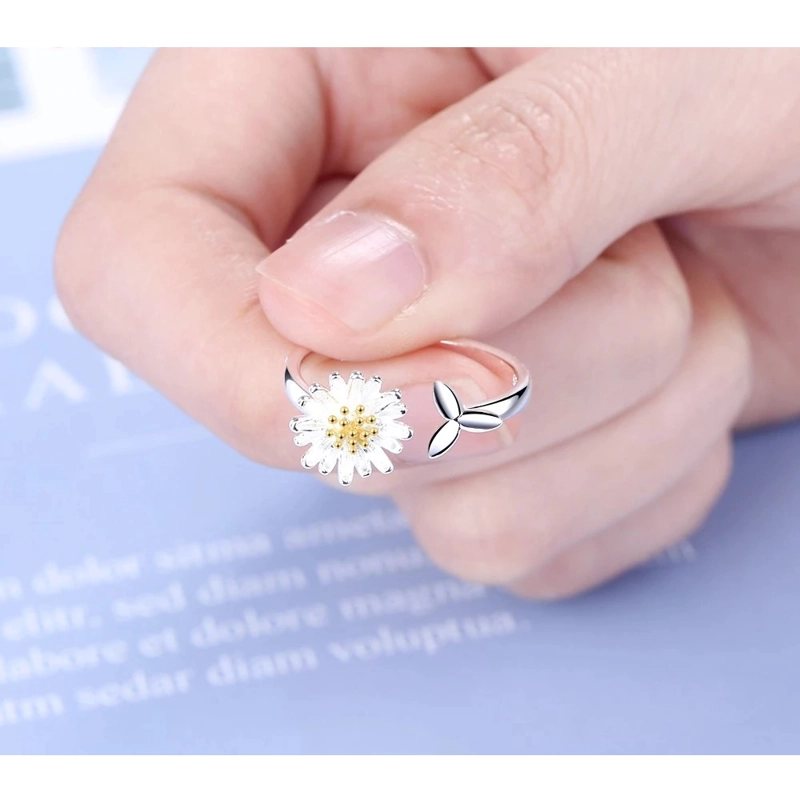 ANILLO TODOJOYAS FLOR MARGARITA AJUSTABLE PLATEADO PLATA - 6