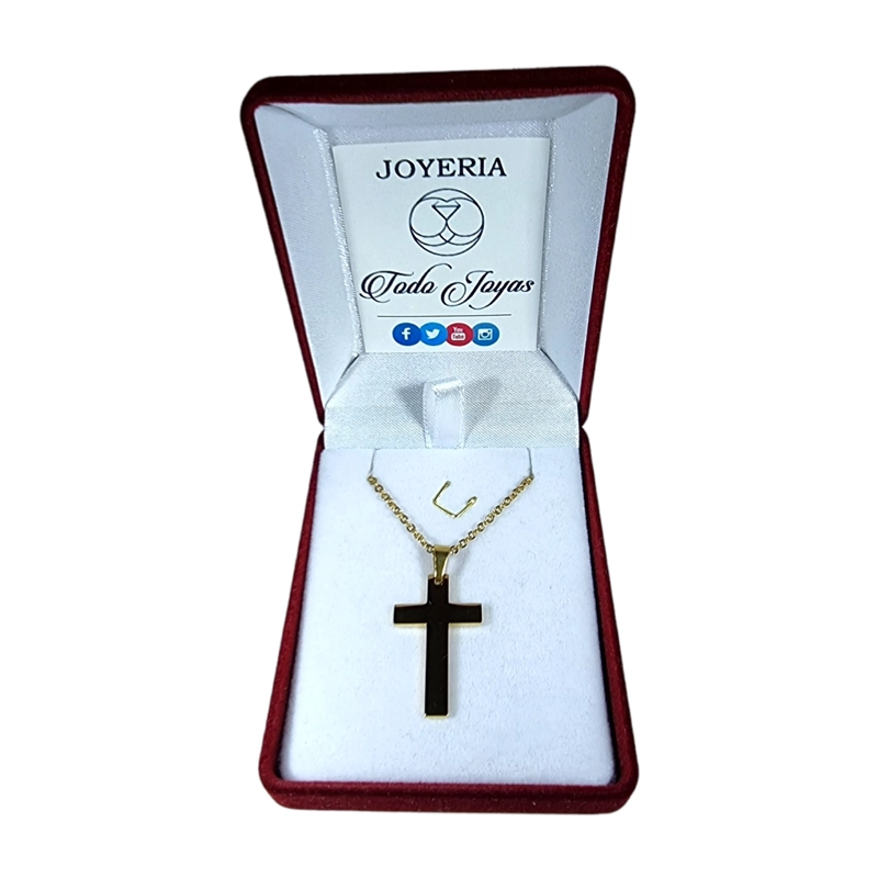 COLLAR TODOJOYAS ACERO CRUZ QUIRURGICO 316L DORADA - 2