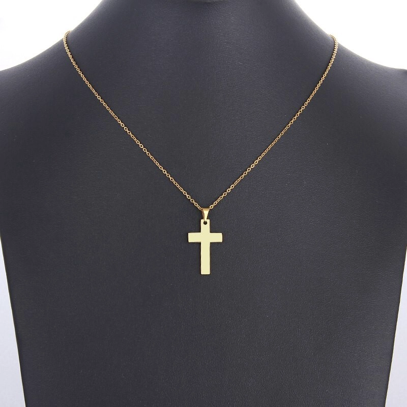 COLLAR TODOJOYAS ACERO CRUZ QUIRURGICO 316L DORADA - 3