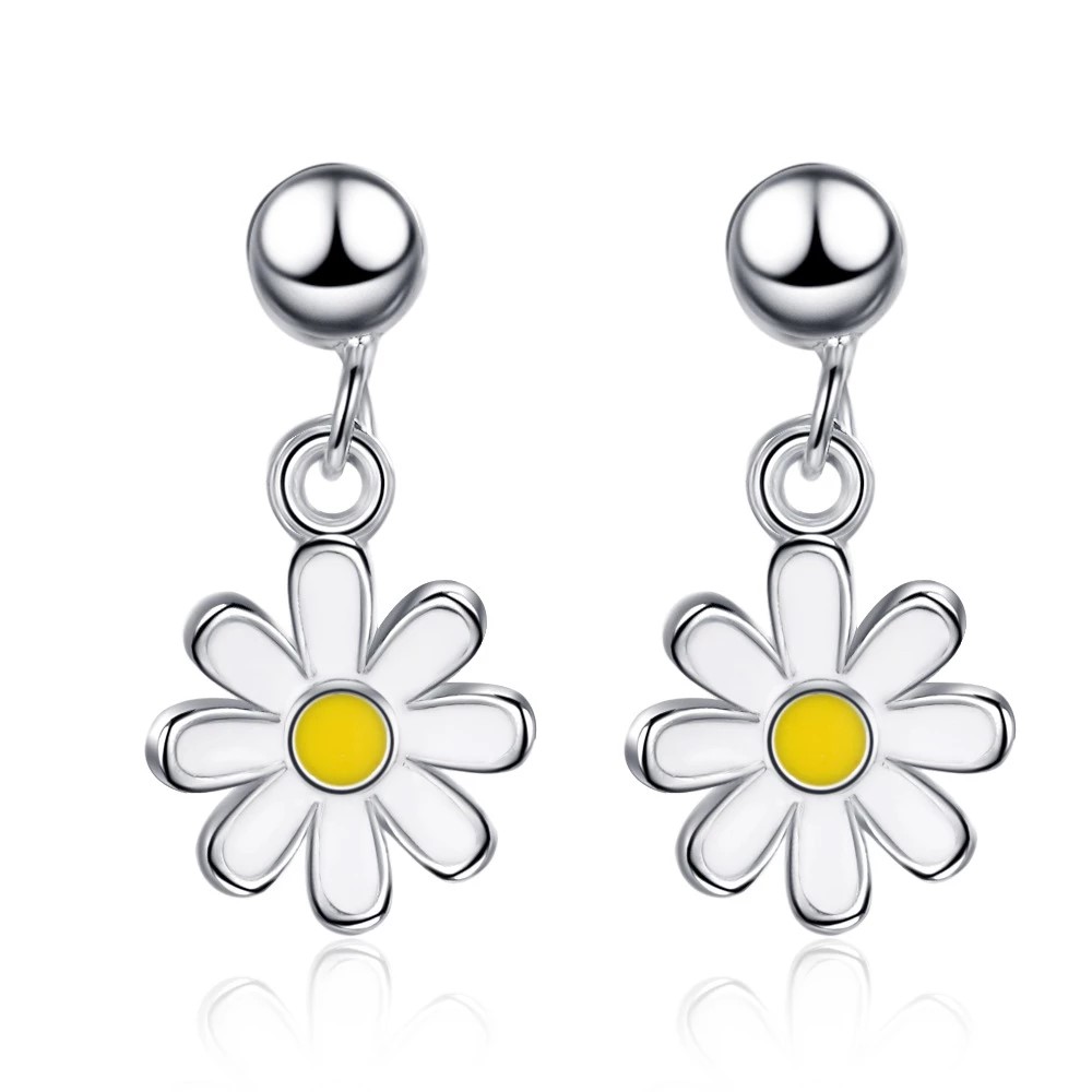 AROS TODOJOYAS FLOR MARGARITA PLATEADOS PLATA - 1