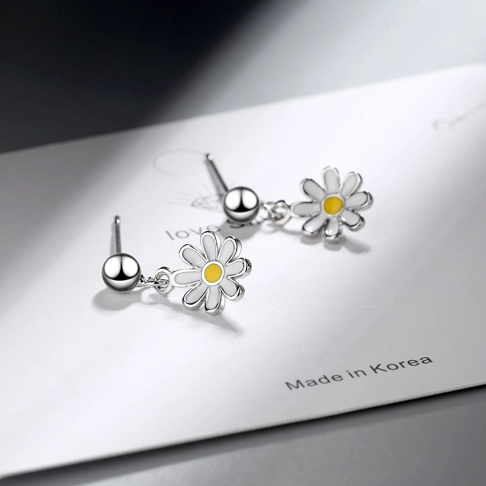 AROS TODOJOYAS FLOR MARGARITA PLATEADOS PLATA - 6