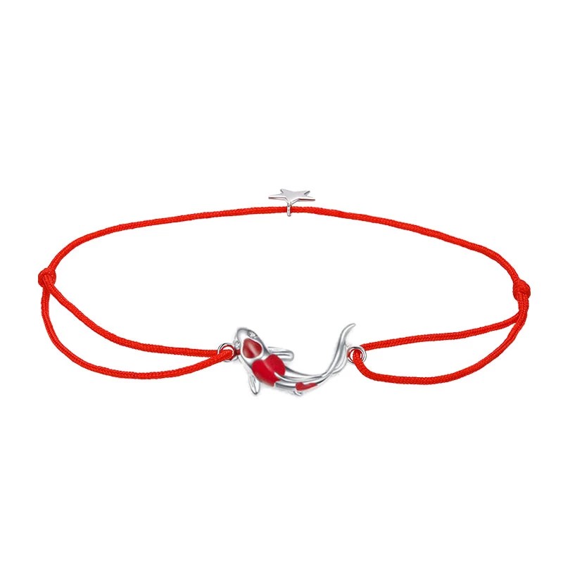 PULSERA TODOJOYAS PLATA 925 HILO ROJO PEZ DE LA SUERTE - 1