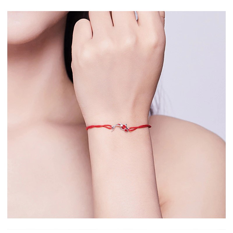 PULSERA TODOJOYAS PLATA 925 HILO ROJO PEZ DE LA SUERTE - 4