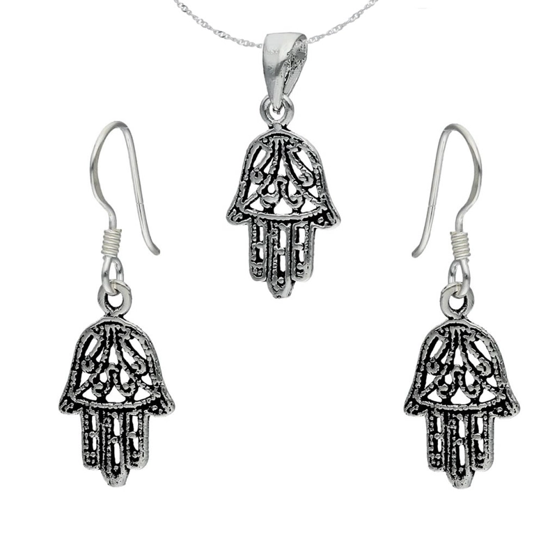 CONJUNTO PLATA 925 MANO DE FATIMA - 1