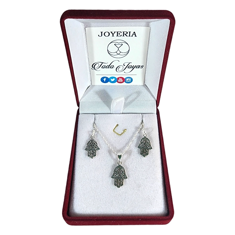 CONJUNTO PLATA 925 MANO DE FATIMA - 2
