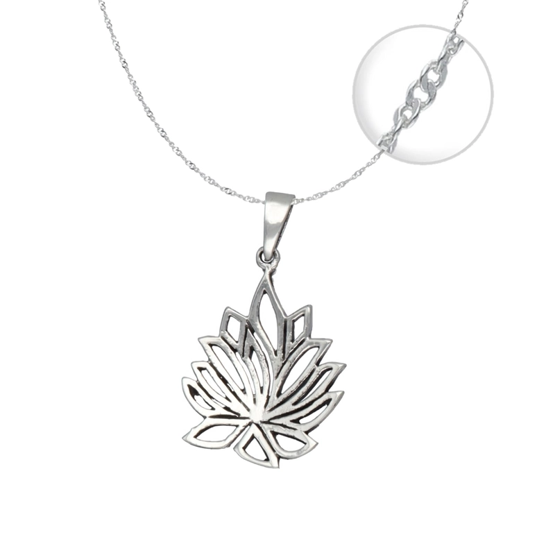 COLLAR TODOJOYAS PLATA 925 FLOR DE LOTO 845 - 1