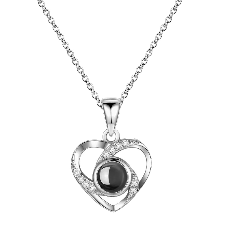 COLLAR TODOJOYAS ENCHAPADO EN PLATA CORAZON TE AMO EN 100 IDIOMAS ESPIRAL PLATEADO - 1