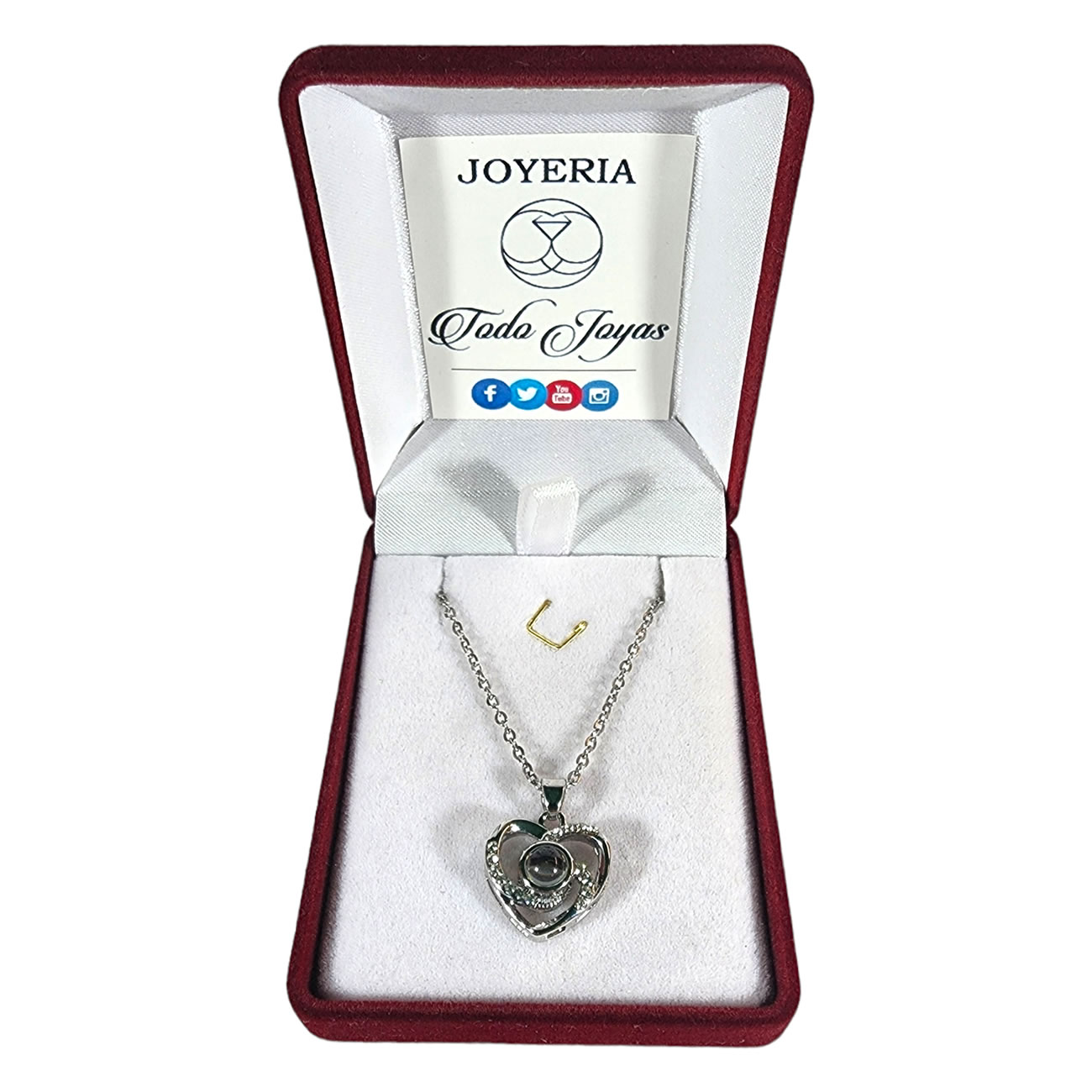COLLAR TODOJOYAS ENCHAPADO EN PLATA CORAZON TE AMO EN 100 IDIOMAS ESPIRAL PLATEADO - 2