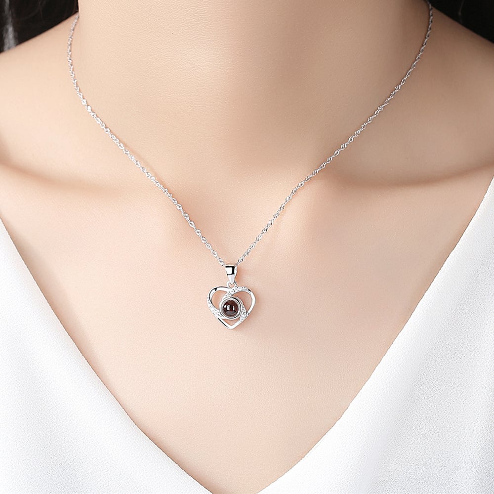 COLLAR TODOJOYAS ENCHAPADO EN PLATA CORAZON TE AMO EN 100 IDIOMAS ESPIRAL PLATEADO - 3