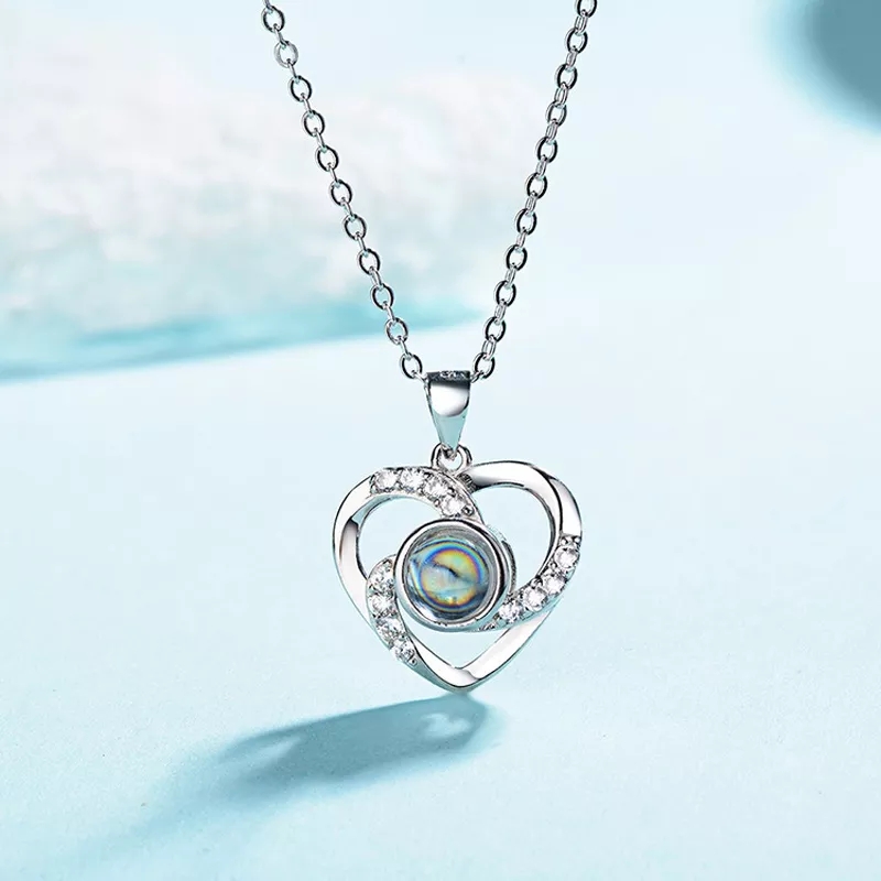 COLLAR TODOJOYAS ENCHAPADO EN PLATA CORAZON TE AMO EN 100 IDIOMAS ESPIRAL PLATEADO - 4