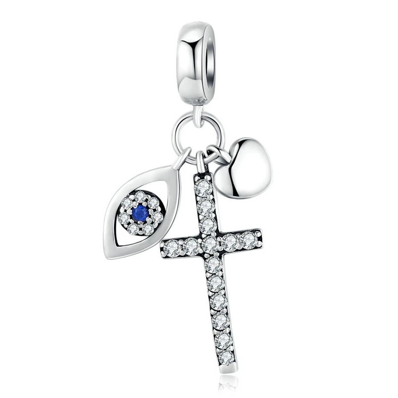 CHARM DIJE PLATA 925 CRUZ OJO TURCO - 1