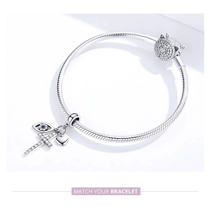 CHARM DIJE PLATA 925 CRUZ OJO TURCO - 2