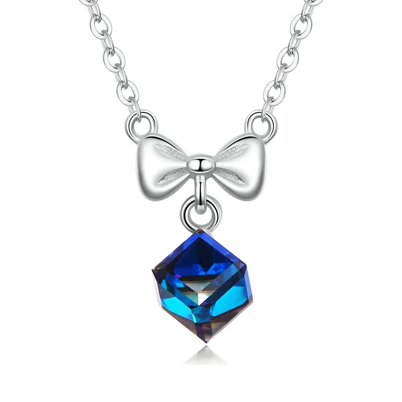 COLLAR TODOJOYAS PLATA 925 CINTA Y CRISTAL AZUL TORNASOL - 1