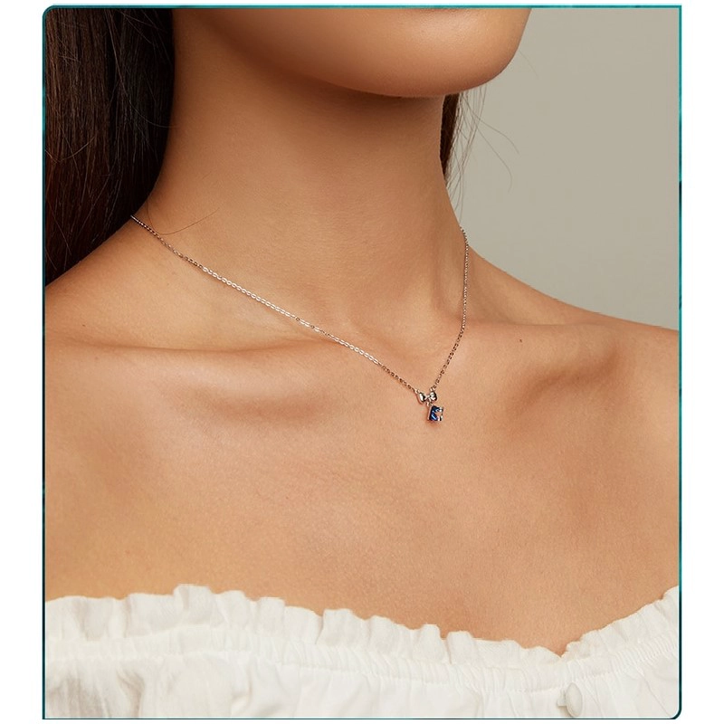 COLLAR TODOJOYAS PLATA 925 CINTA Y CRISTAL AZUL TORNASOL - 3