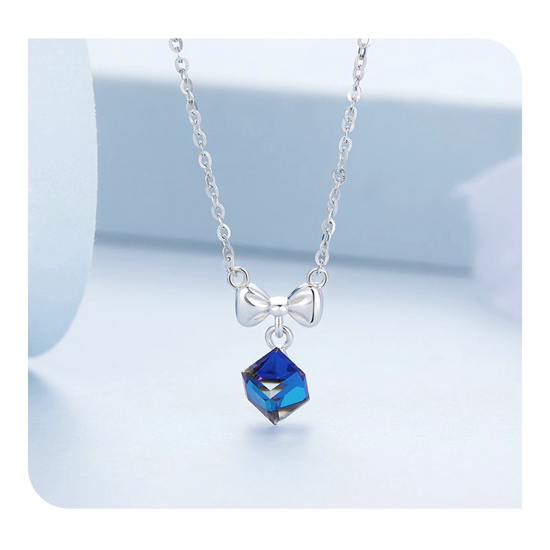 COLLAR TODOJOYAS PLATA 925 CINTA Y CRISTAL AZUL TORNASOL - 5